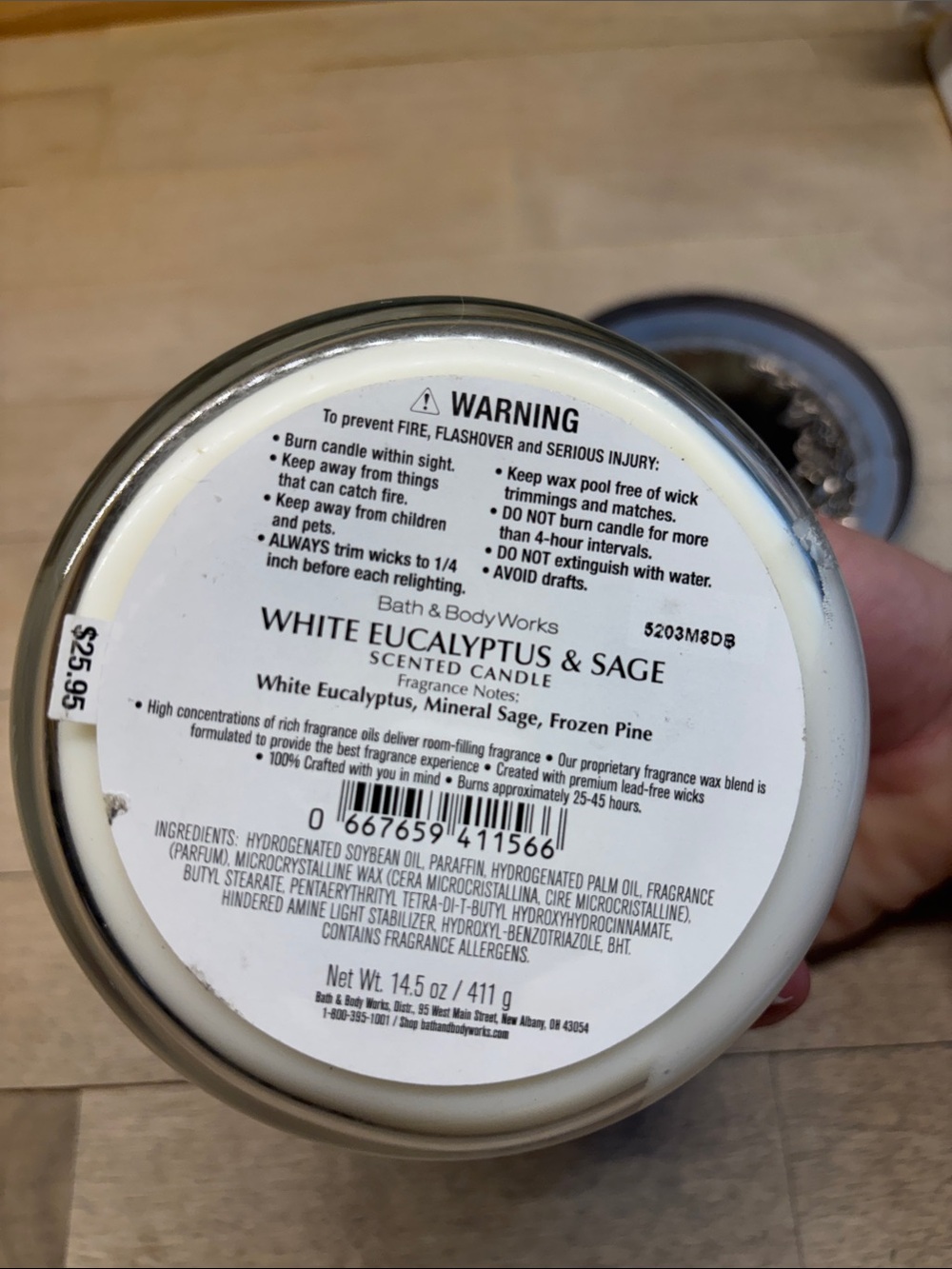 Bath & Body Works White Eucalyptus & Sage Candle - Green, White, Gold - Picture 4 of 4